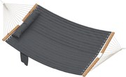 Outsunny Hamak zewnętrzny 200x140 cm, dwuwarstwowy hamak z poduszką, kieszenią na magazyny i drewnianymi poprzeczkami, do 200 kg | Aosom PL