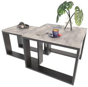 Industrialny Zestaw Stolików Kawowych Beton + Czarny L8-D74