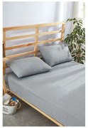 Szary bawełniany zestaw prześcieradła z gumką i poszewki na poduszkę 180x200 cm – Mila Home