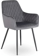 Krzesło Tapicerowane do Jadalni BRESSO Szare Welurowe Nowoczesne Loft