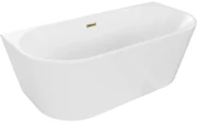 Mexen Oval wanna wolnostojąca przyścienna 160 x 80 cm, biała, przelew złoty - 52671608000-50