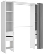 Garderoba rozsuwana z zasłoną - szer. 110/178 cm - Biały - LONAZA