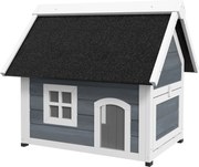 PawHut Domek dla kota, odporny na warunki atmosferyczne, z oknem, 77x57,5x68cm, Szary/Czarny