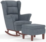 Ciemnoszary fotel bujany uszak z podnóżkiem H5-T38