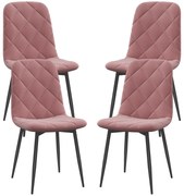HOMCOM Zestaw 4 Krzeseł do Jadalni z Oparciem, Wygląd Samtowy, 45 x 54 x 87 cm, Różowy