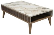 Stolik konferencyjny Mila White Marble and Walnut