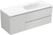Mexen Rivel szafka łazienkowa 120 cm z umywalką Vela prawą, 2S, 1D, ryflowana, szara/biała mat - 91A23-12047-3-BBFFF62-W23P01