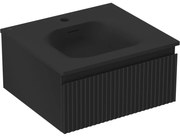 Mexen Rivel szafka łazienkowa 50 cm z umywalką Vela, 1 szuflada, ryflowana , czarna mat - 91A20-05023-1-BF71-W23M71