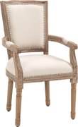 HOMCOM Krzesło Jadalniane Styl Francuski Dekoracja Nitami Kremowe Wygodne | Aosom PL
