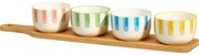 Zestaw miseczek na przekąski FIKA, 4 x 125 ml, bambusowa taca z uchwytem