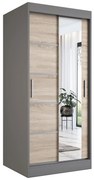 Szafa przesuwna MODUO COMFORT 2 90 antracyt/dąb sonoma z lustrem MKPOL