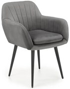 Szare pikowane krzesło tapicerowane welurem N1-T45