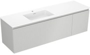 Mexen Rivel szafka łazienkowa 160 cm z umywalką Otis lewą, 1S, 1D, ryflowana, szara mat/biała mat - 91A23-16047-3-BBFF62-W18L01