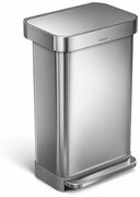 Simplehuman Pedałowy kosz na śmieci 45 l, srebrny, 45 l