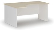 Ergonomiczne biurko PRIMO WHITE, 160x120 cm, lewe, biały/brzoza