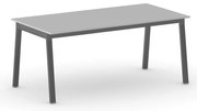Stół konferencyjny do biura PRIMO BASIC, 180x90 cm, czarna podstawa, szary