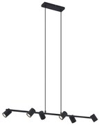 Nowoczesna lampa wisząca czarna 6-punktowa - Jeana Straight Nowoczesny Oswietlenie wewnetrzne