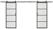 Drzwi przesuwne naścienne podwójne - aluminium i przezroczyste szkło hartowane - 2 x wys. 205 x szer. 73 cm - SINCA II