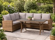 Modułowy narożnik ogrodowy ze stołem Sztokholm, brązowy/szary