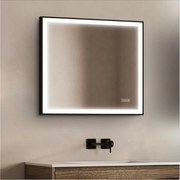 Lustro prostokątne LED L60/80/120cm z czarną aluminiową ramą VELUNA