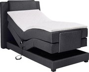 Łóżko kontynentalne: zagłówek łóżka + stelaż z elektryczną funkcją relaksu + materac + nakładka na materac CASTEL marki PALACIO -  100x200cm - Antracytowa tkanina