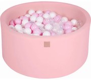 Okrągły Suchy Basen Z Piłeczkami 7cm Dla Dziecka, 90x40cm/300 Piłek, Bawełniany, Jasnoróżowy, Piłki: Białe, Pastelowy Róż, Transparentne - Meowbaby®