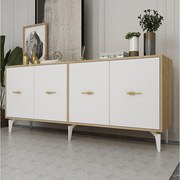 Komoda – 180 cm x 82,6 cm x 35 cm – Dąb szafirowy i biały – Płyta wiórowa pokryta melaminą