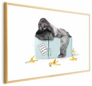 Plakat Głodny goryl 90x60 cm z ramą złotą z marginesem ARTGEIST B