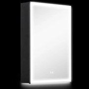 HOMCOM Szafka łazienkowa z lustrem LED, 50 x 70 cm, ściemnialna, przeciwmgielna, Czarna