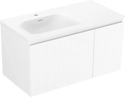 Mexen Rivel szafka łazienkowa 90 cm z umywalką Vela lewą, 1S, 1D, ryflowana, biała mat - 91A23-09047-3-BBFF01-W23L01