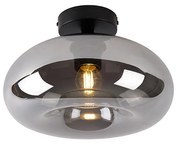 Lampa sufitowa w stylu art deco czarna z przydymionym szkłem - Busa