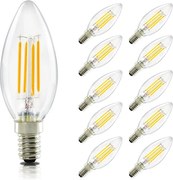 NETTLIFE Zestaw 10 żarówek LED E14: 4W (2700K) ciepła biała świeca z żarnikiem Edisona C35, retro vintage, ekonomiczne szkło bez możliwości ściemniania