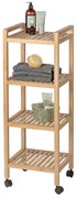 Regał łazienkowy na kółkach NORWAY z czterema półkami, drewno orzechowe, WENKO