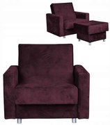 Fotel rozkładany z podnóżkiem Alicja śliwka fiolet