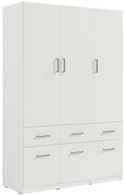 Szafa 3-drzwiowa z 6 szufladami - szer. 136 cm - Biały - BELOMY