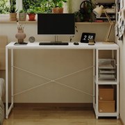 Biurko komputerowe stolik loft białe nowoczesne z półkami industrialne