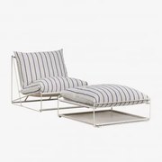 Zestaw Ogrodowy Z Fotelem I Pufem Rozkładanym Amaro Kremowa Tapioca - Dark Blue - Sklum