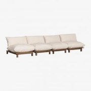 Modułowa Sofa Rozkładana Z 4 Części Z Drewna Akacjowego Brina Kremowa - Sklum