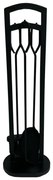 Zestaw narzędzi kominkowych 70 cm, 3-częściowy, ze stojakiem, czarny, metalowy
