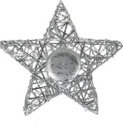 Srebrny świecznik na świeczkę typu tea light Gwiazda, 20 x 5 x 20 cm