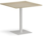 Stolik kawowy ENZO, 80x80 cm, biała podstawa, dąb naturalny