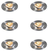 Zestaw 6 okrągłych, regulowanych reflektorów wpuszczanych, aluminiowych - Chuck