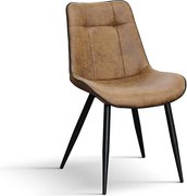 Zestaw 4 krzeseł z wielbłądziej sztucznej skóry i czarnych metalowych nóg - BRUXELLES