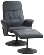 HOMCOM Fotel Masujący z Podnóżkiem, Ergonomiczne Krzesło z 10 Punktami Wibracji, Skóra Ekologiczna, 76 x 81 x 105 cm, Ciemnoszary