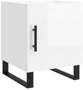 Biała szafka nocna na czarnym metalowym stelażu S6-Z92