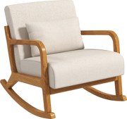 HOMCOM Fotel bujany z dodatkową poduszką w kolorze kremowobiały Wygodny i relaksujący 64,5x92x81,5cm | Aosom PL