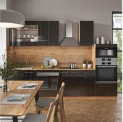 Zabudowa kuchenna antracytowy wysoki połysk/złoty dąb power 300x46x81.6 fame-line