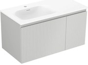 Mexen Rivel szafka łazienkowa 90 cm z umywalką Vela lewą, 1S, 1D, ryflowana, szara mat/biała mat - 91A23-09047-3-BBFF62-W23L01