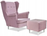 Fotel Uszak z pufką jasny róż NASTOLATKA córka LUX