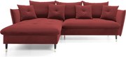 Narożnik GLAM Lewostronny z funkcją spania, zestaw z poduszkami wolnostojący tkanina RIVIERA 61 Burgundowy DOMO HOME